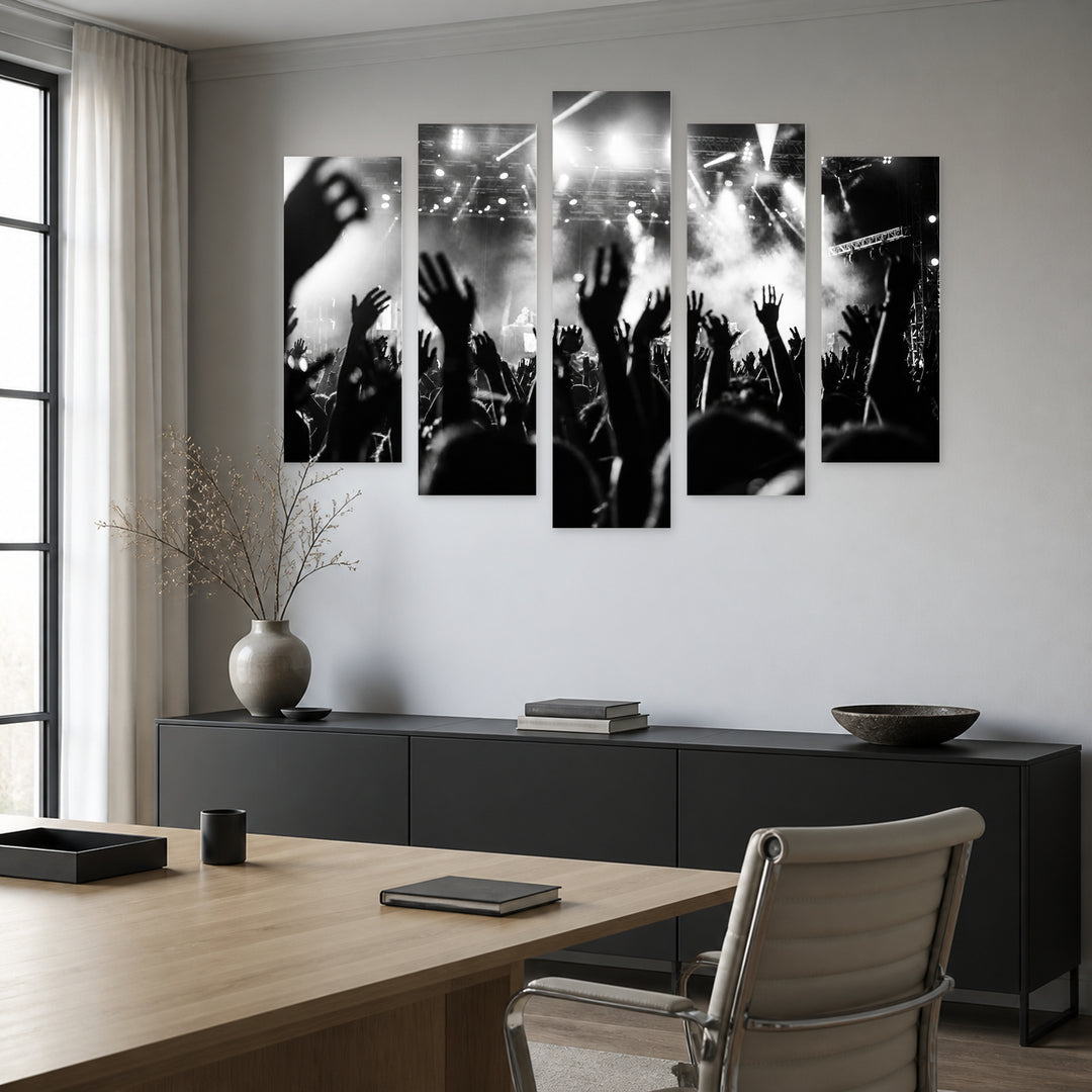 Party at Night — five-panel wall art in frontal interior | 5wallart 54800 M3