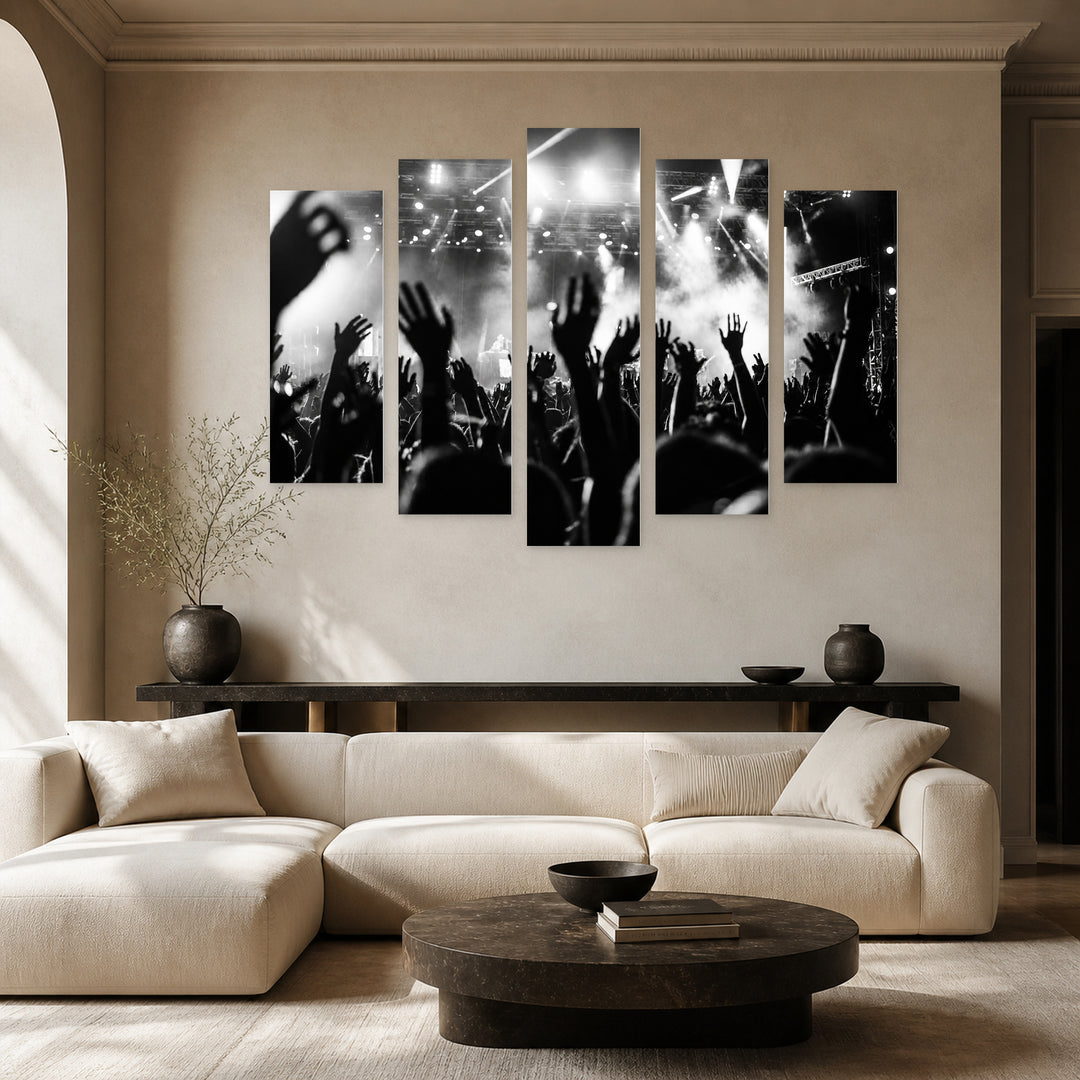 Party at Night — five-panel wall art in alternate frontal interior | 5wallart 54800 M4