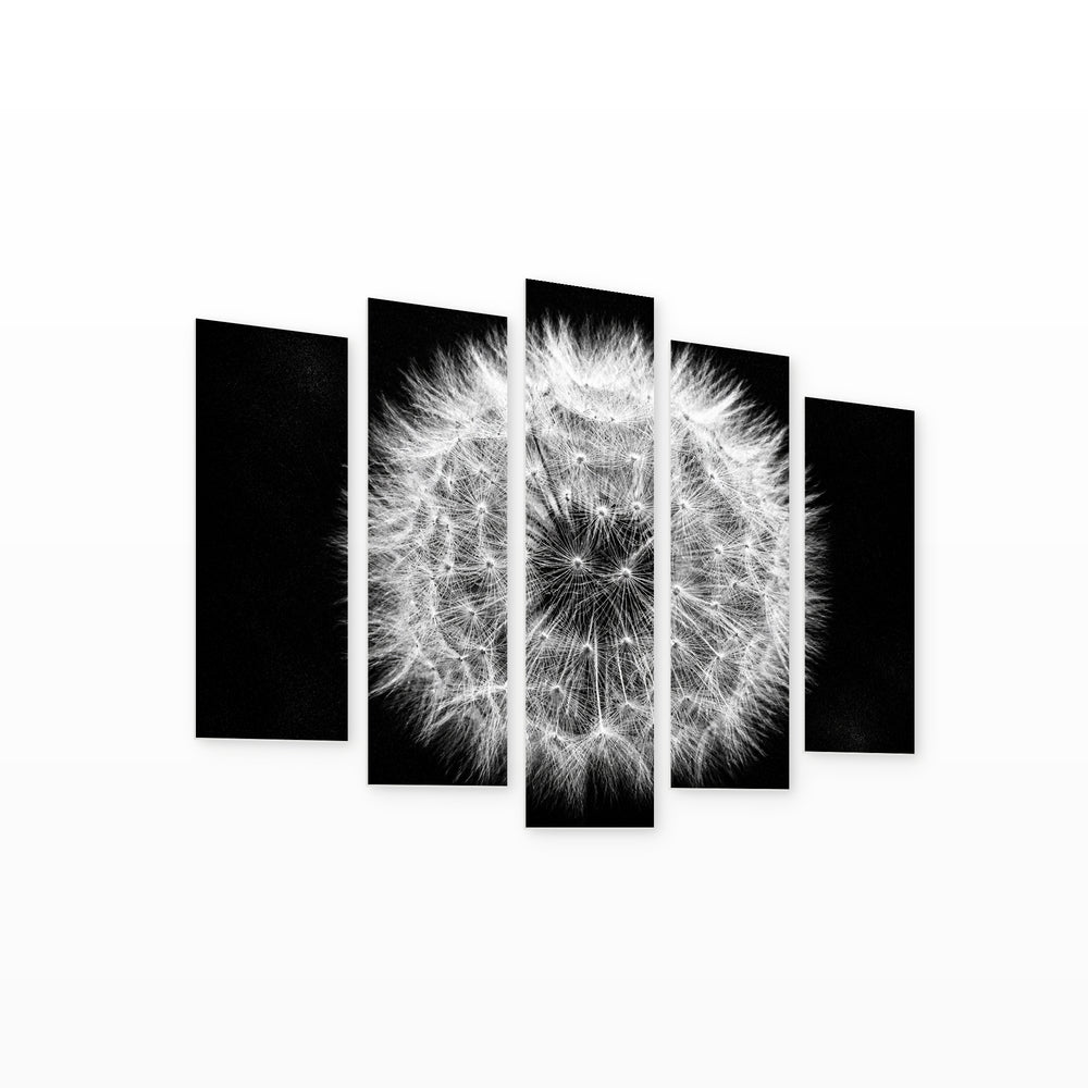 Dandelion in Serene Light — five-panel wall art on white background in perspective | 5wallart 54801 M1