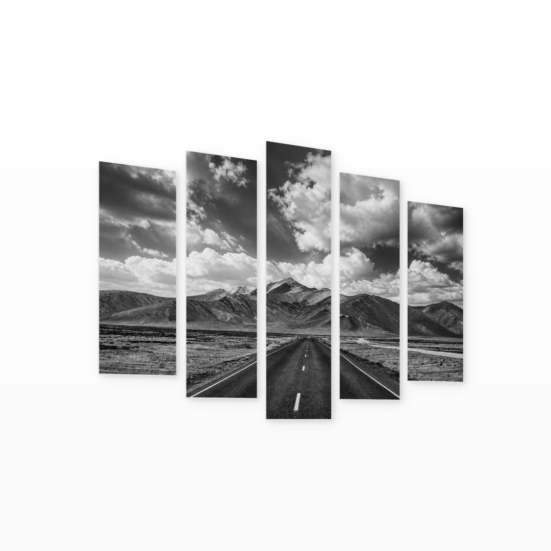 Himalayas in Serene Light — five-panel wall art on white background in perspective | 5wallart 54812 M1