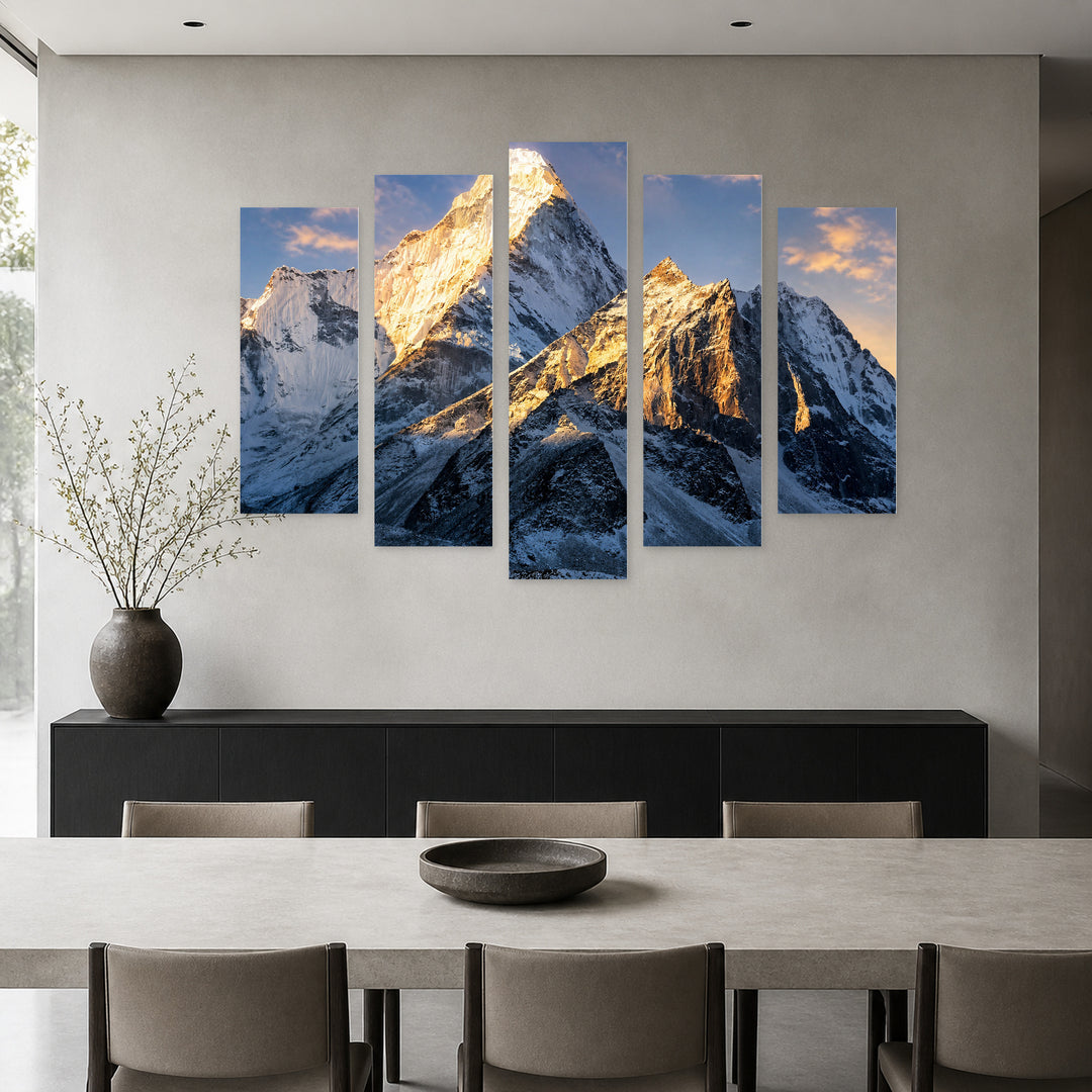 Path to Everest Base Camp at Sunrise — five-panel wall art in alternate frontal interior | 5wallart 54815 M4