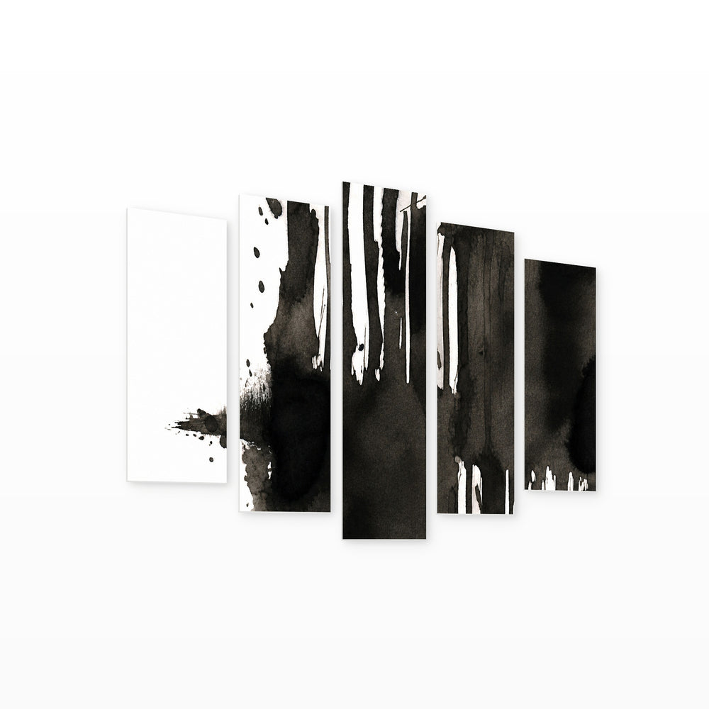Abstract Ink Background in Serene Light — five-panel wall art on white background in perspective | 5wallart 54827 M1