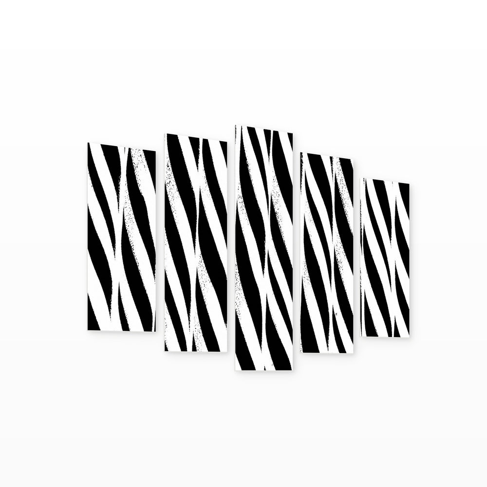 Abstract Black and White Background with Dramatic Contrast — five-panel wall art on white background in perspective | 5wallart 54838 M1