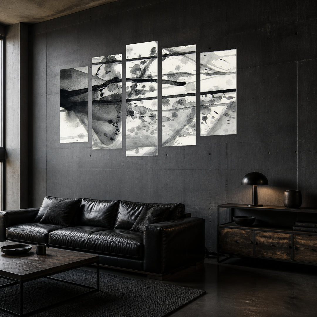 Abstract Background with Dreamlike Atmosphere — five-panel wall art in perspective interior | 5wallart 54846 M2