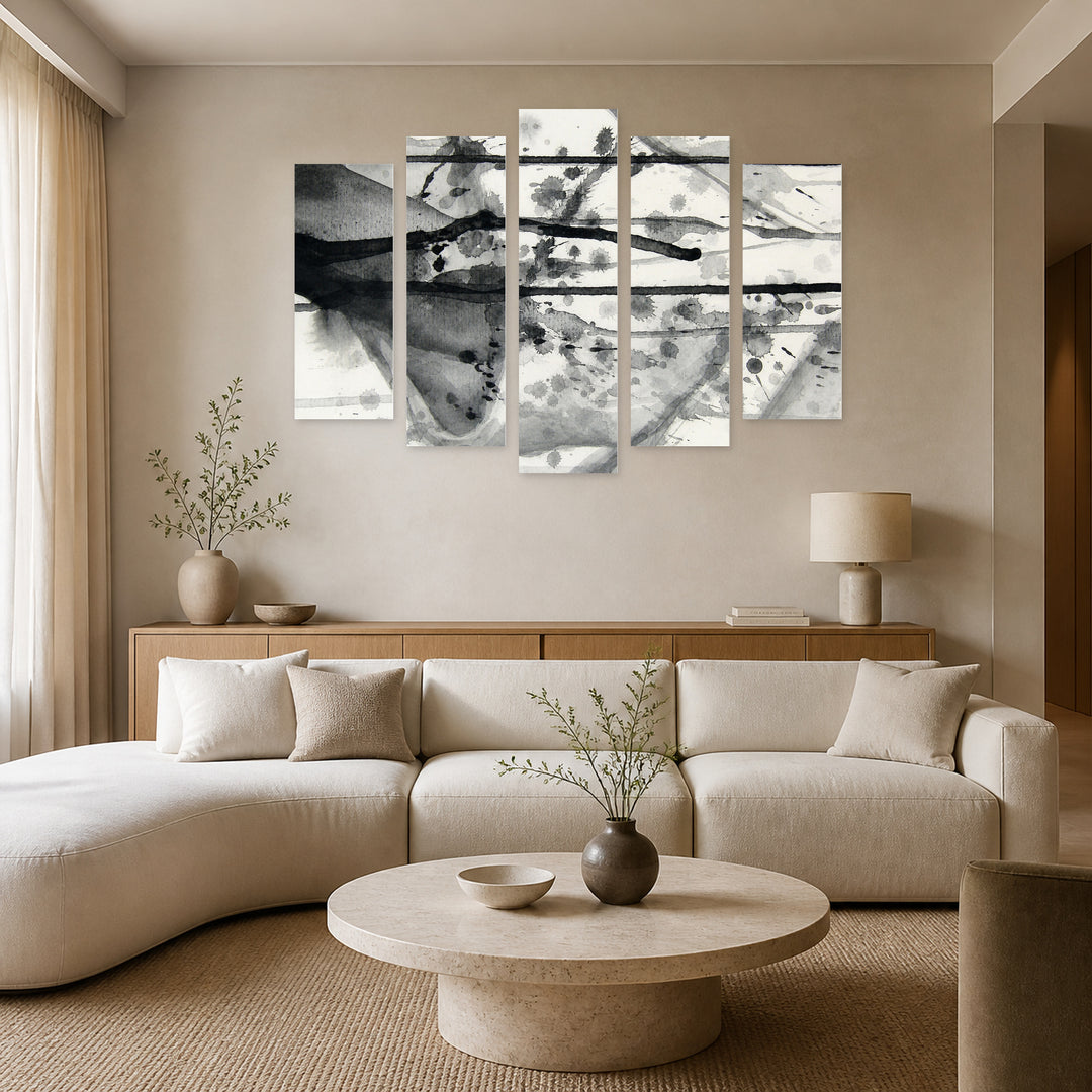 Abstract Background with Dreamlike Atmosphere — five-panel wall art in alternate frontal interior | 5wallart 54846 M4