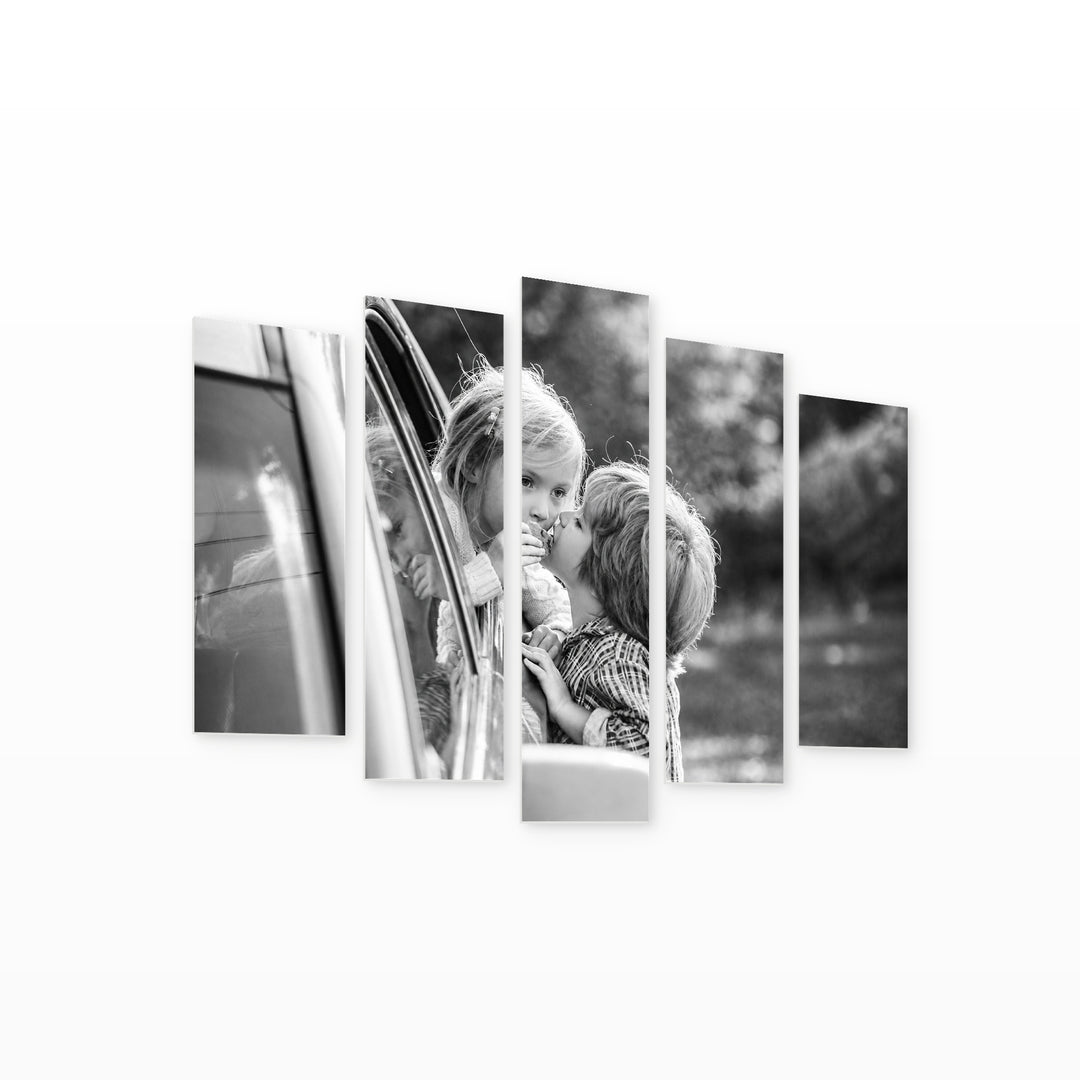 Childhood Love with Dreamlike Atmosphere — five-panel wall art on white background in perspective | 5wallart 54848 M1