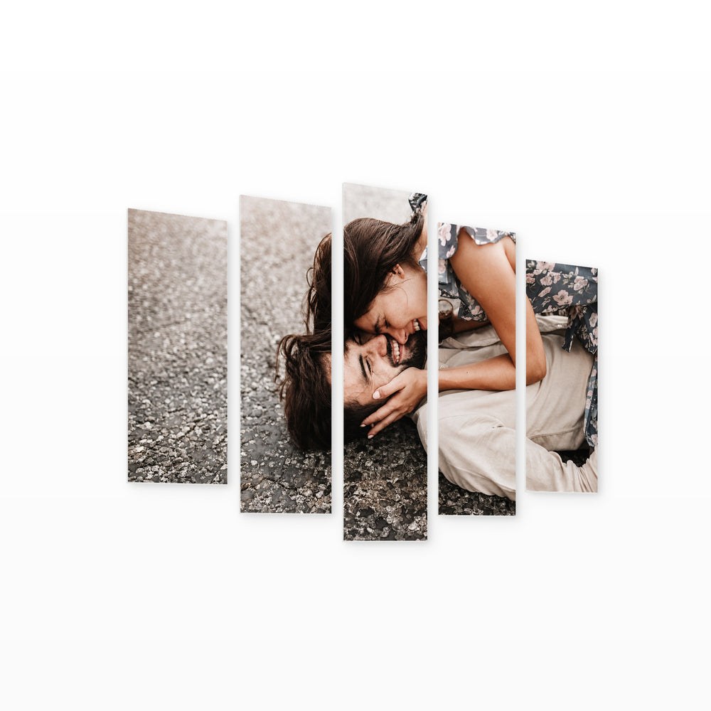 Loving Smiles in Soft Pastels — five-panel wall art on white background in perspective | 5wallart 54849 M1