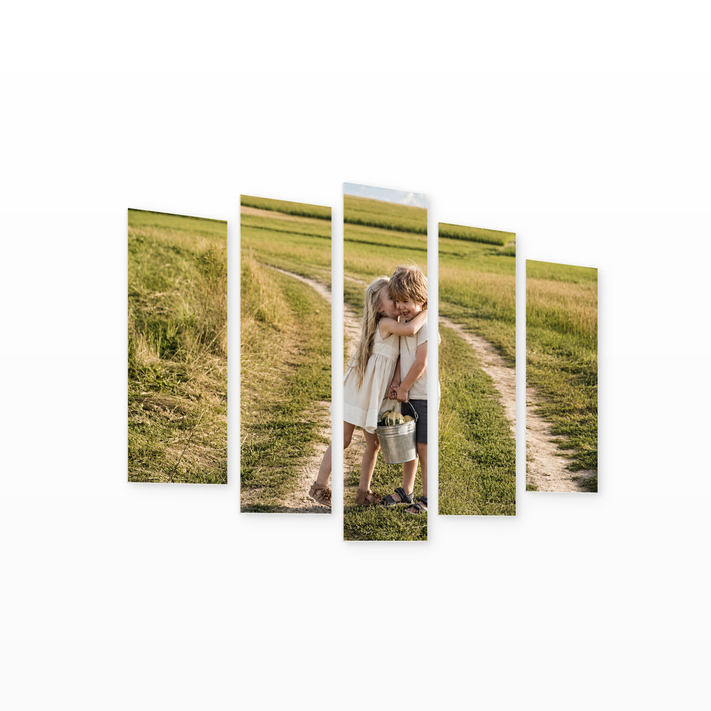 Childhood Summer Landscape Study — five-panel wall art on white background in perspective | 5wallart 54851 M1