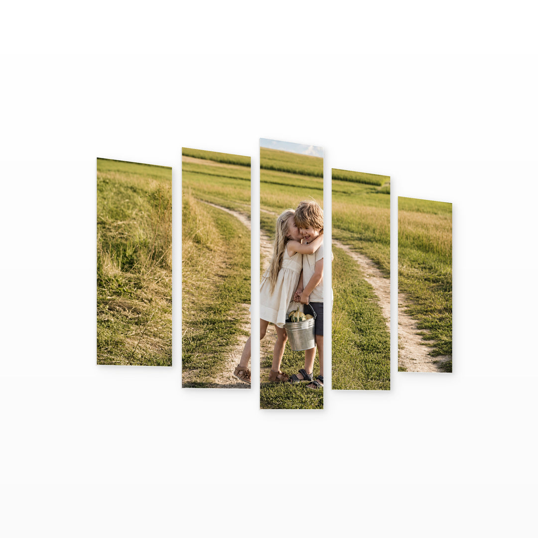 Childhood Summer Landscape Study — five-panel wall art on white background in perspective | 5wallart 54851 M1