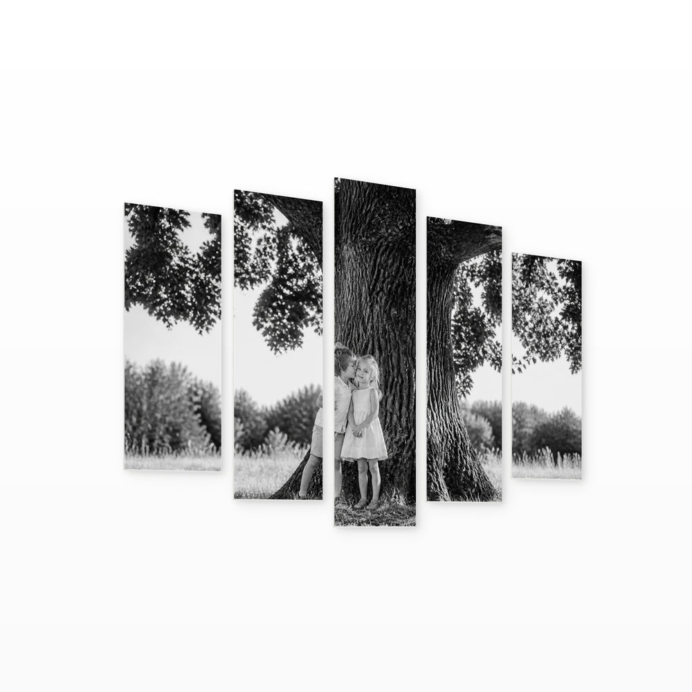 Child's Kiss with Dreamlike Atmosphere — five-panel wall art on white background in perspective | 5wallart 54853 M1