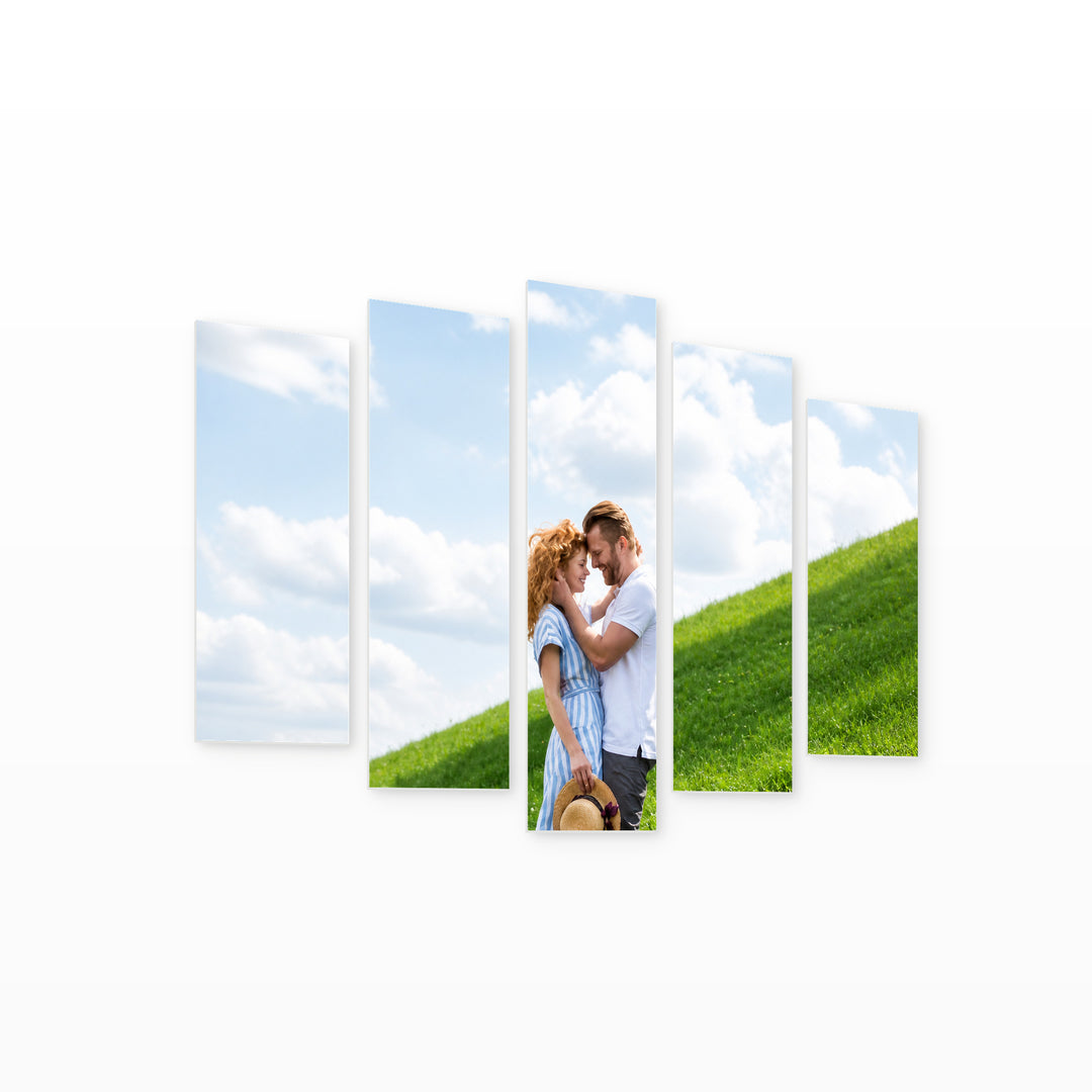 Happy Couple Modern Composition — five-panel wall art on white background in perspective | 5wallart 54871 M1