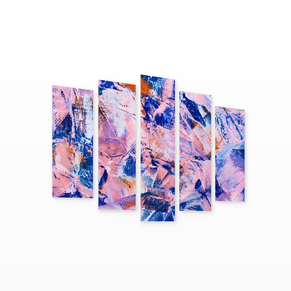 Abstract Background Art with Geometric Rhythm — five-panel wall art on white background in perspective | 5wallart 54882 M1