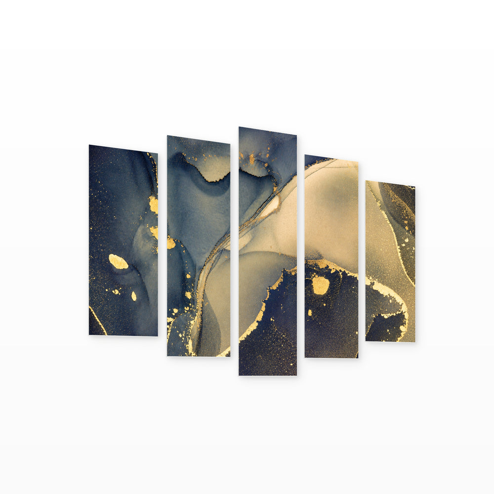 Symbiosis of Colors in Vivid Color — five-panel wall art on white background in perspective | 5wallart 54914 M1