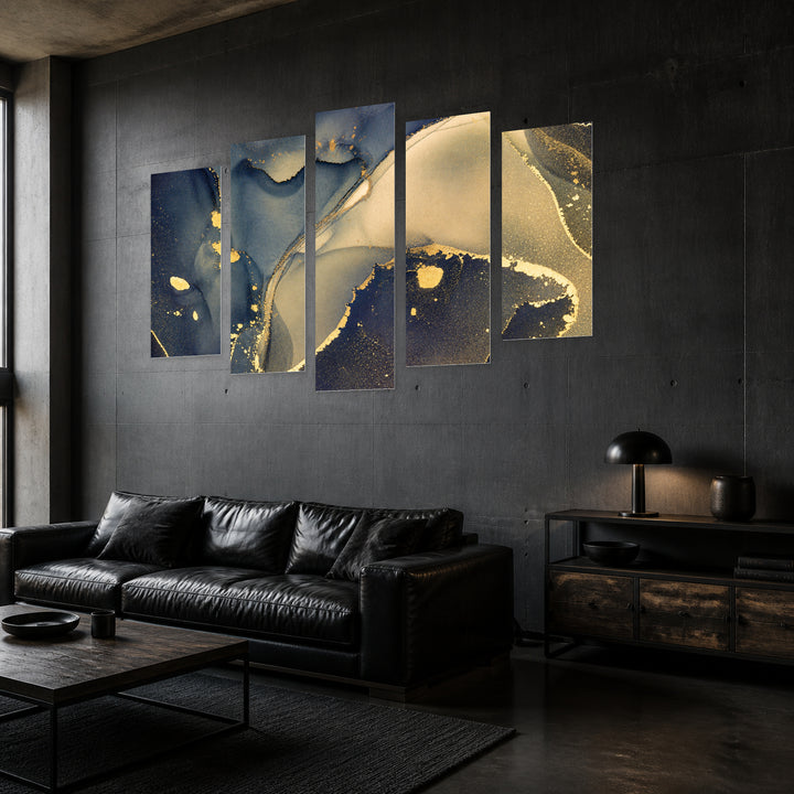 Symbiosis of Colors in Vivid Color — five-panel wall art in perspective interior | 5wallart 54914 M2