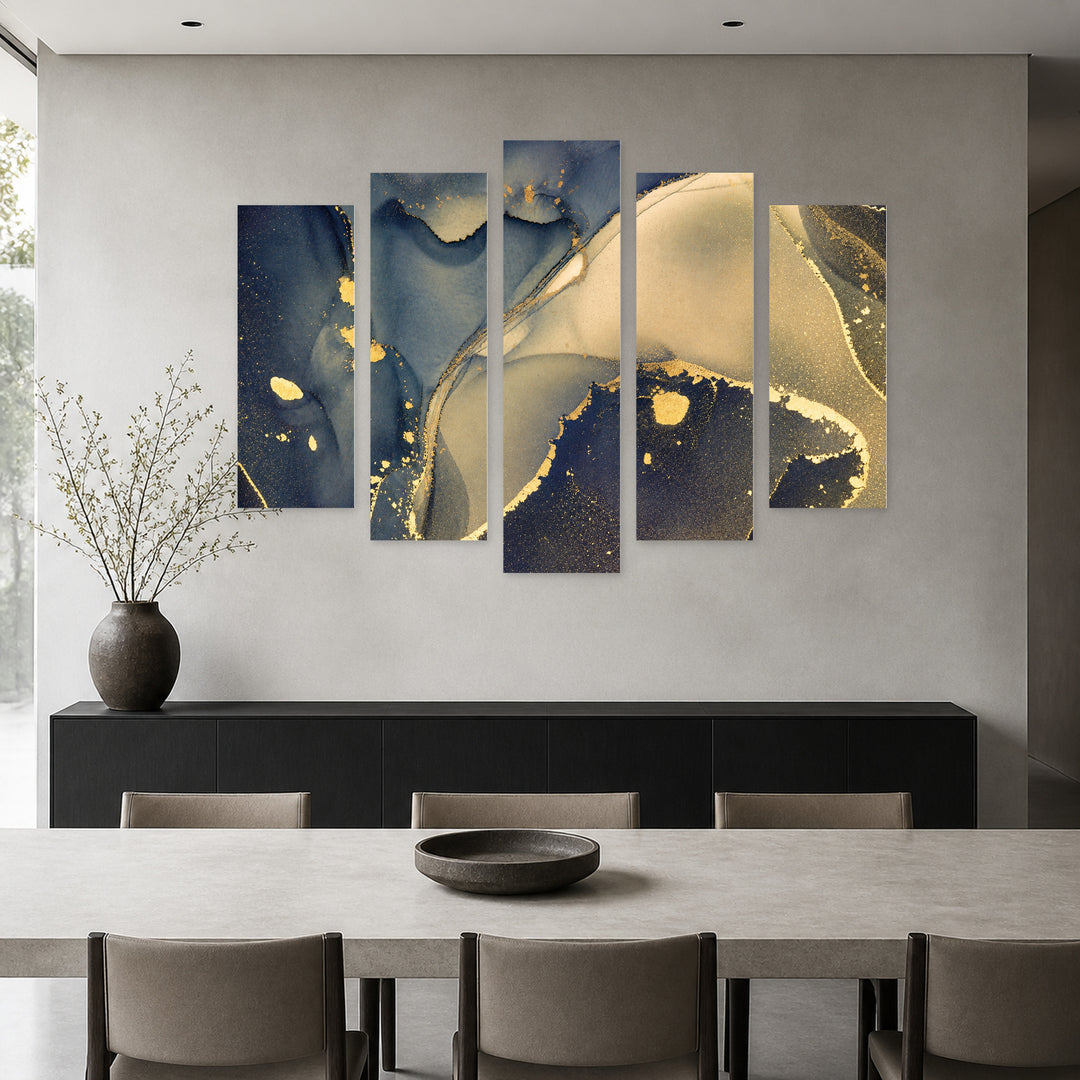 Symbiosis of Colors in Vivid Color — five-panel wall art in frontal interior | 5wallart 54914 M3
