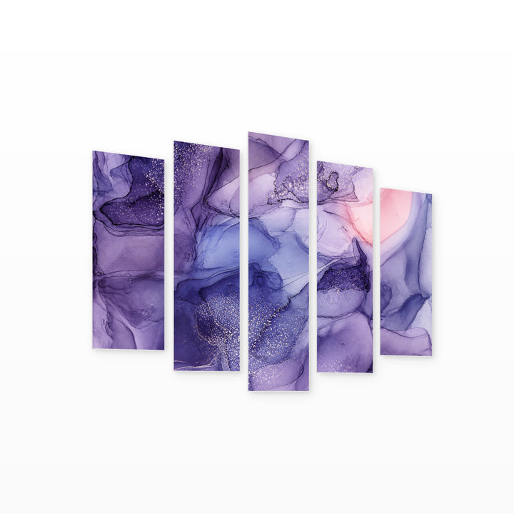 Marble Translucent Gradients with Geometric Rhythm — five-panel wall art on white background in perspective | 5wallart 54920 M1