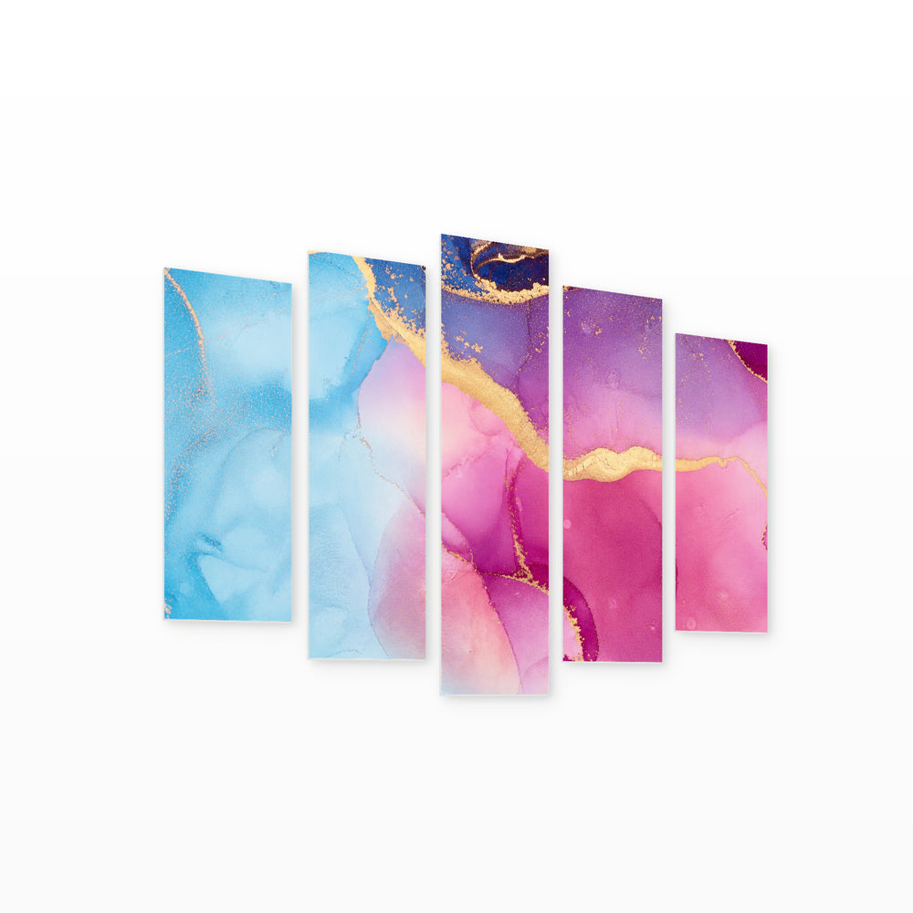 Translucent Shades with Gradients in Serene Light — five-panel wall art on white background in perspective | 5wallart 54921 M1