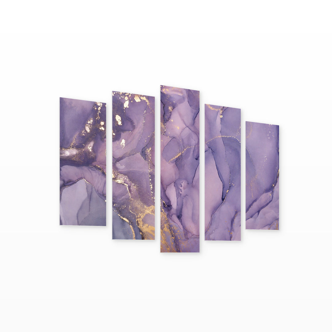 Abstract Colorful Wallpaper with Dramatic Contrast — five-panel wall art on white background in perspective | 5wallart 54932 M1
