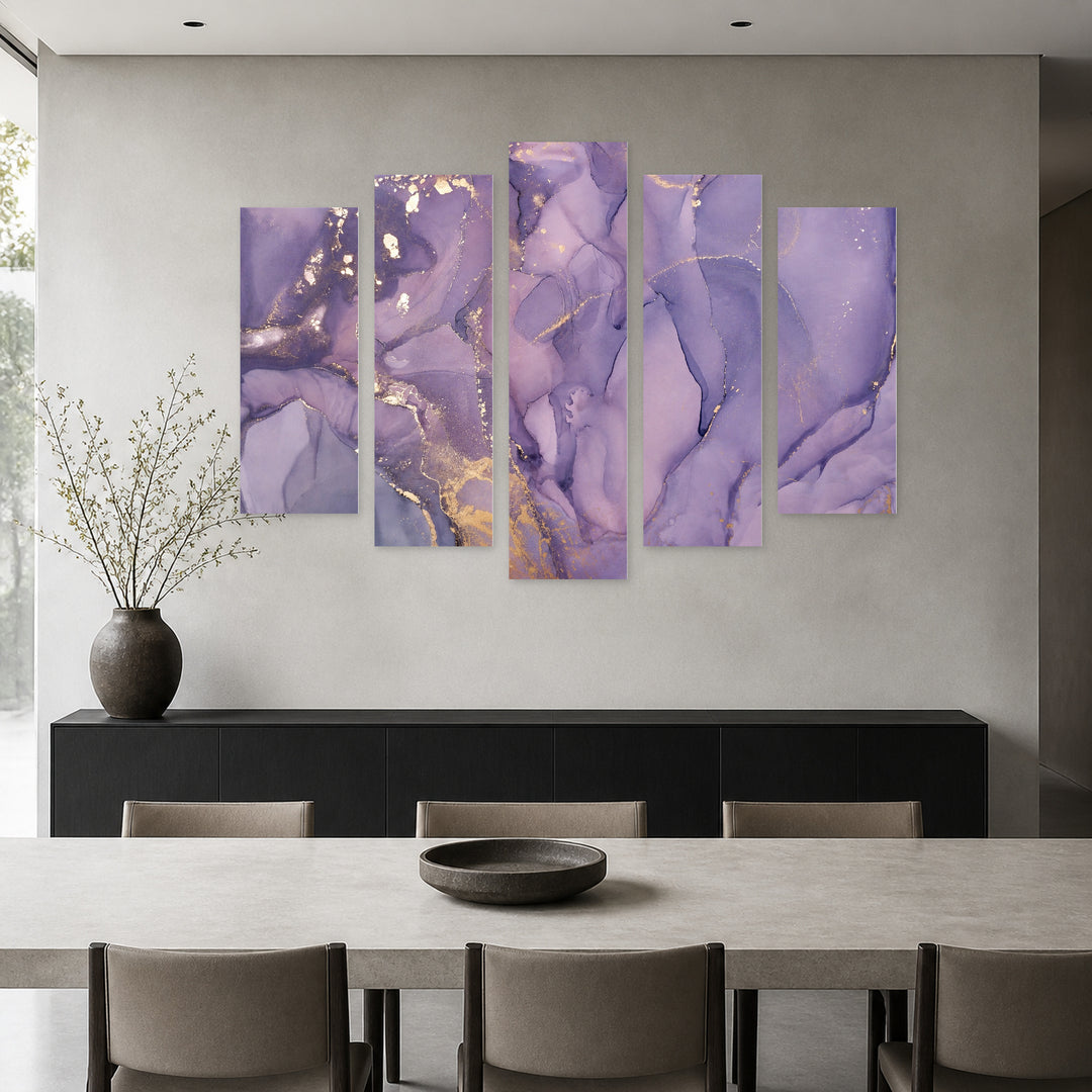 Abstract Colorful Wallpaper with Dramatic Contrast — five-panel wall art in frontal interior | 5wallart 54932 M3