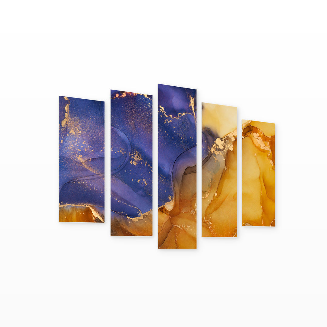 Marble Gradients in Serene Light II — five-panel wall art on white background in perspective | 5wallart 54946 M1