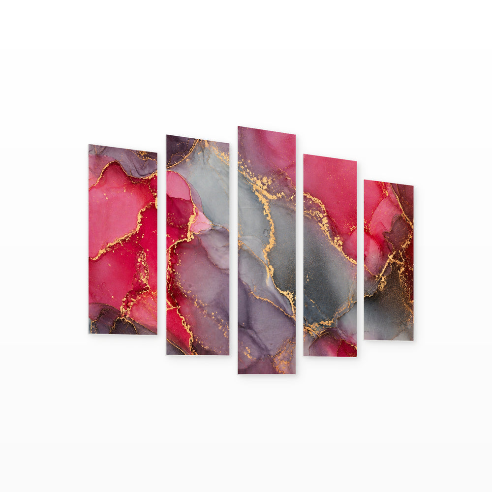 Freely Flowing Textures with Dreamlike Atmosphere — five-panel wall art on white background in perspective | 5wallart 54952 M1