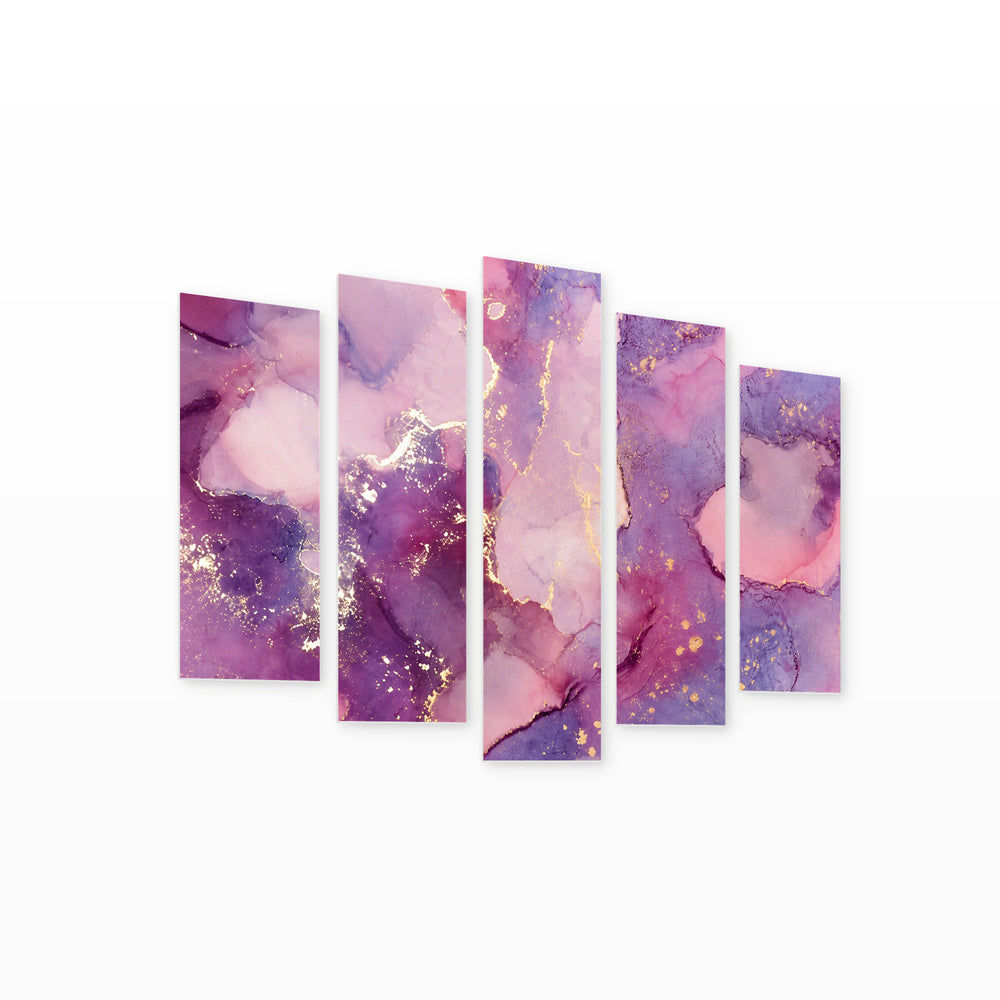 Marble Texture in Serene Light II — five-panel wall art on white background in perspective | 5wallart 54965 M1