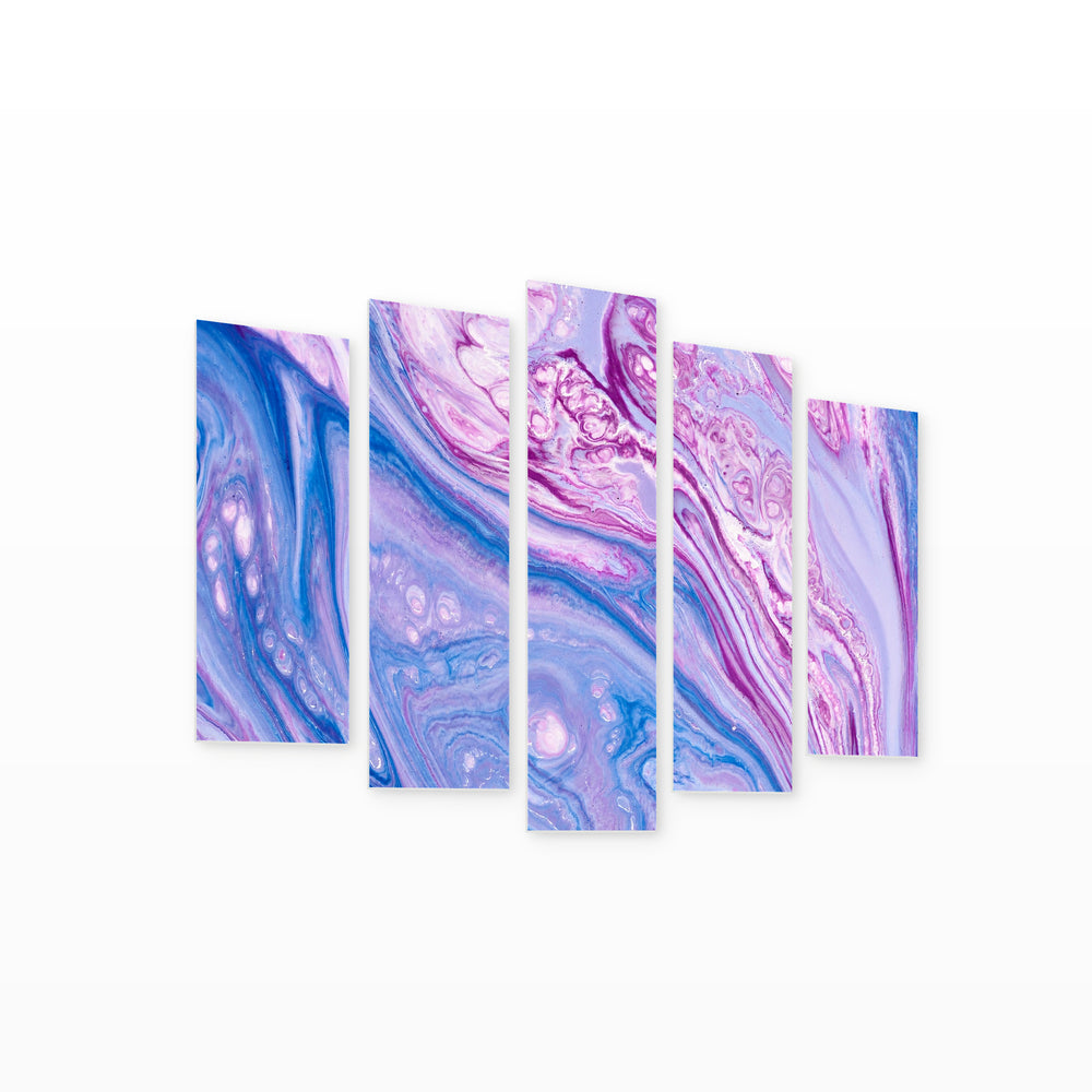 Marble Abstract Gradients in Serene Light — five-panel wall art on white background in perspective | 5wallart 54966 M1