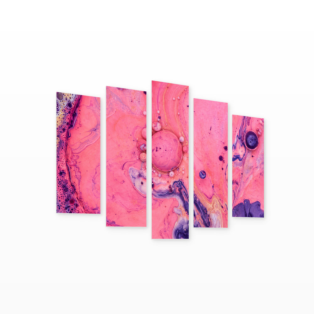 Abstraction with Acrylic Bubbles Modern Composition — five-panel wall art on white background in perspective | 5wallart 54974 M1