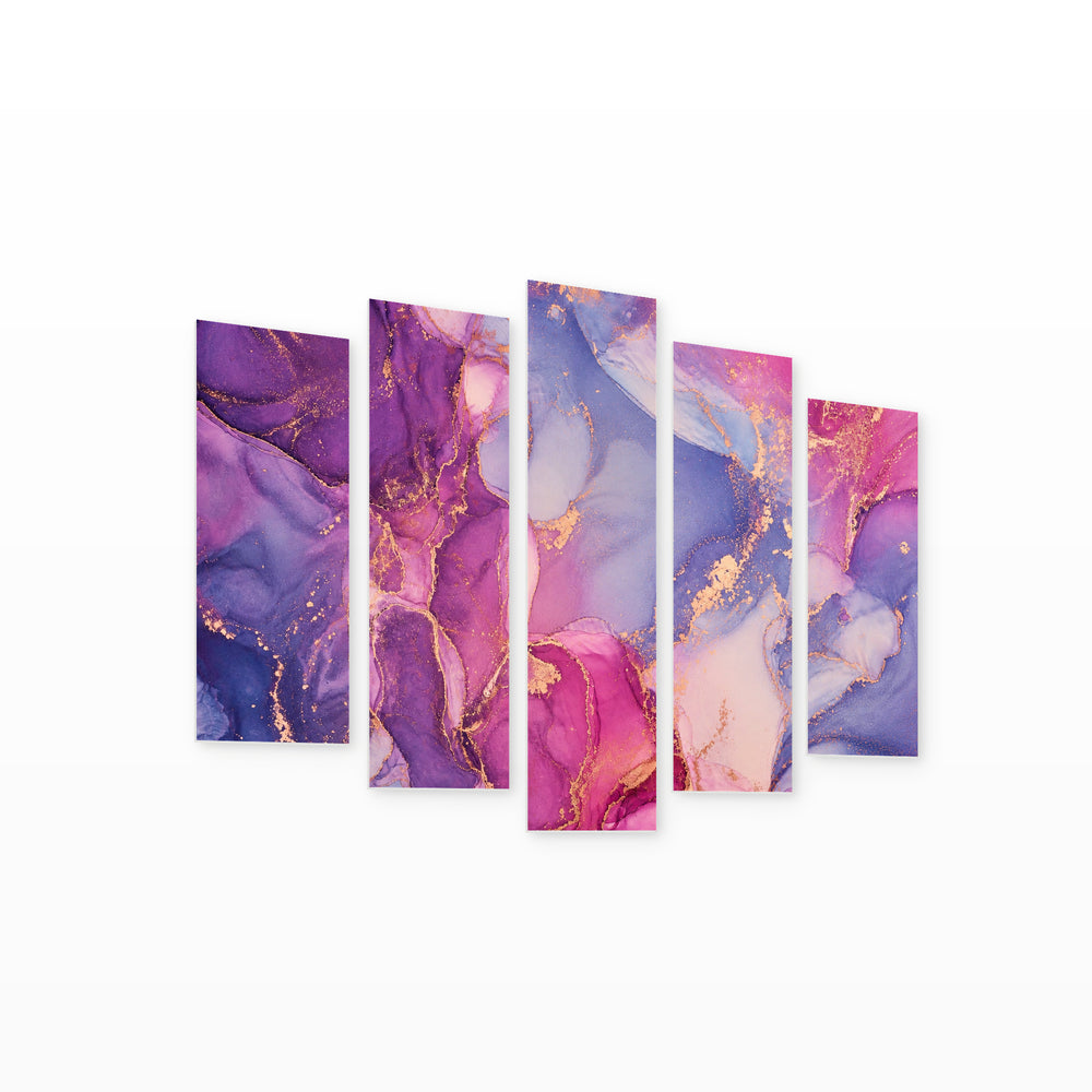 Abstractions in Pink Shades with Dreamlike Atmosphere — five-panel wall art on white background in perspective | 5wallart 54983 M1