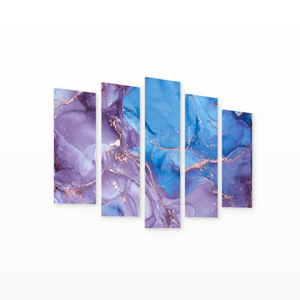 Abstract Color Gradients in Vivid Color — five-panel wall art on white background in perspective | 5wallart 54991 M1
