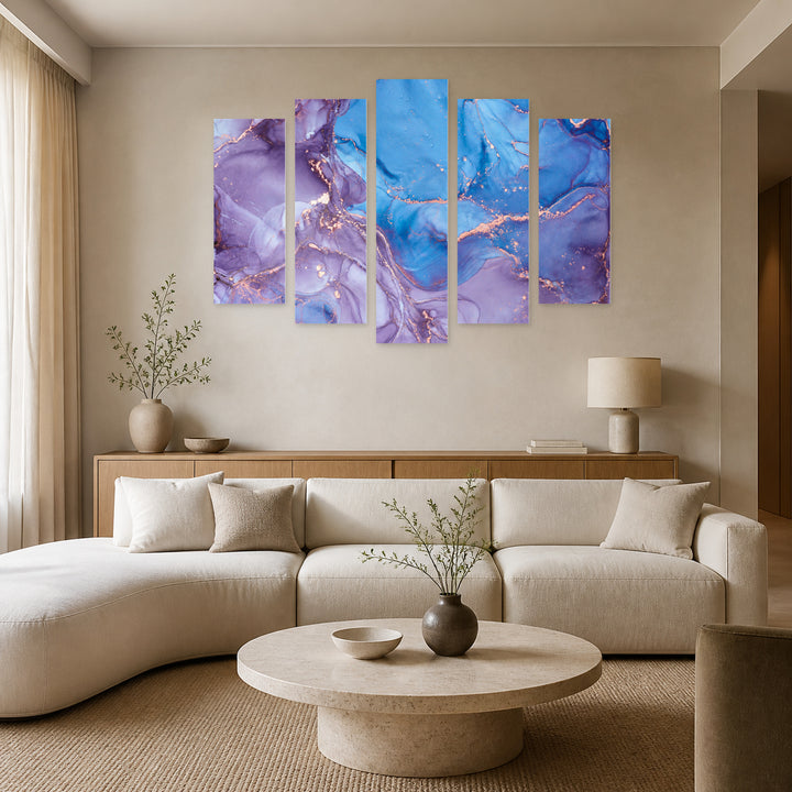 Abstract Color Gradients in Vivid Color — five-panel wall art in frontal interior | 5wallart 54991 M3
