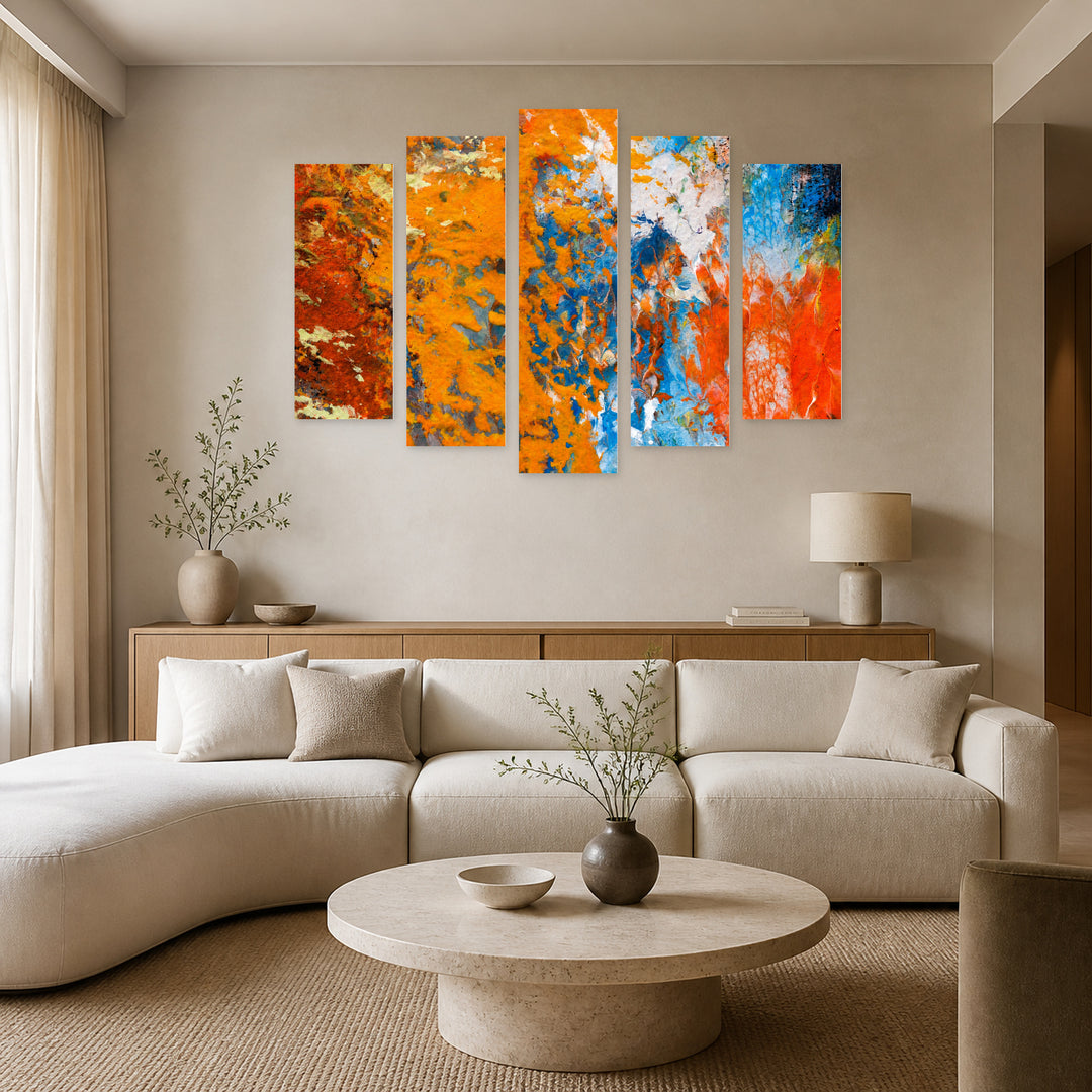 Art Colors Modern Composition — five-panel wall art in frontal interior | 5wallart 55005 M3