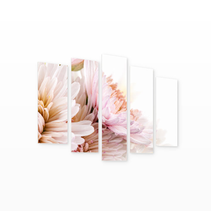 Flowers in Vivid Color — five-panel wall art on white background in perspective | 5wallart 55091 M1
