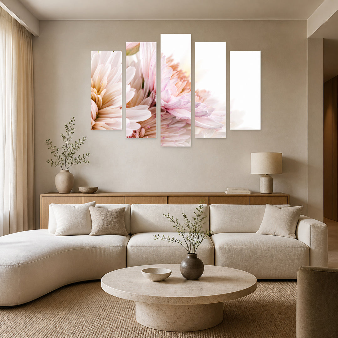 Flowers in Vivid Color — five-panel wall art in frontal interior | 5wallart 55091 M3