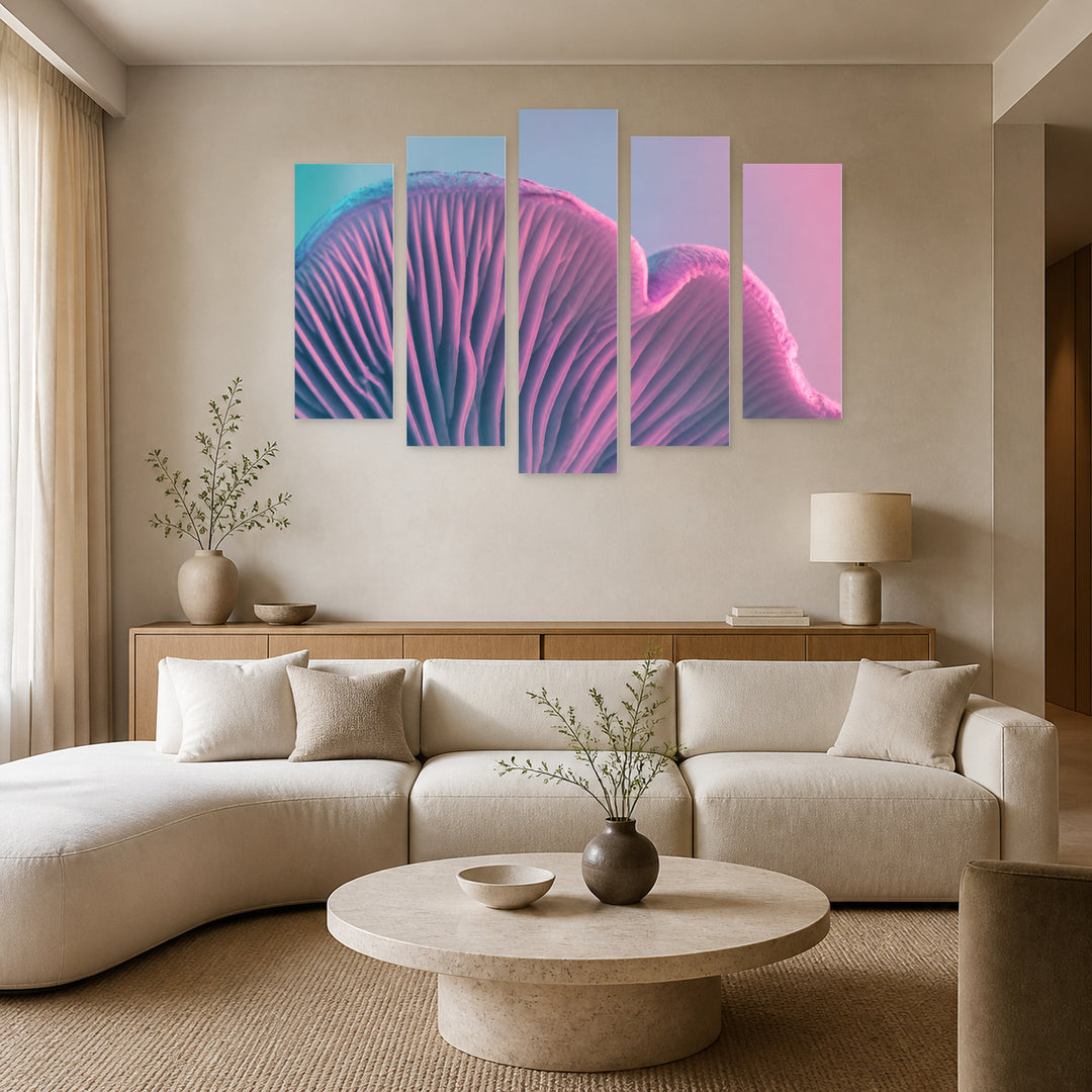 Abstract Sponge Modern Composition — five-panel wall art in frontal interior | 5wallart 55155 M3