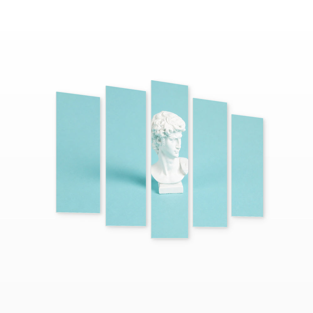 Bust of David in Serene Light — five-panel wall art on white background in perspective | 5wallart 55164 M1