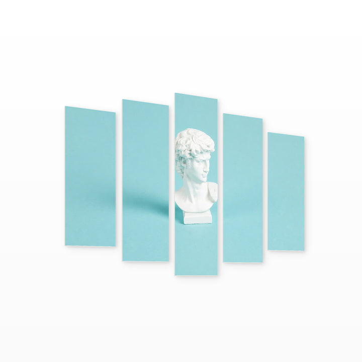 Bust of David in Serene Light — five-panel wall art on white background in perspective | 5wallart 55164 M1