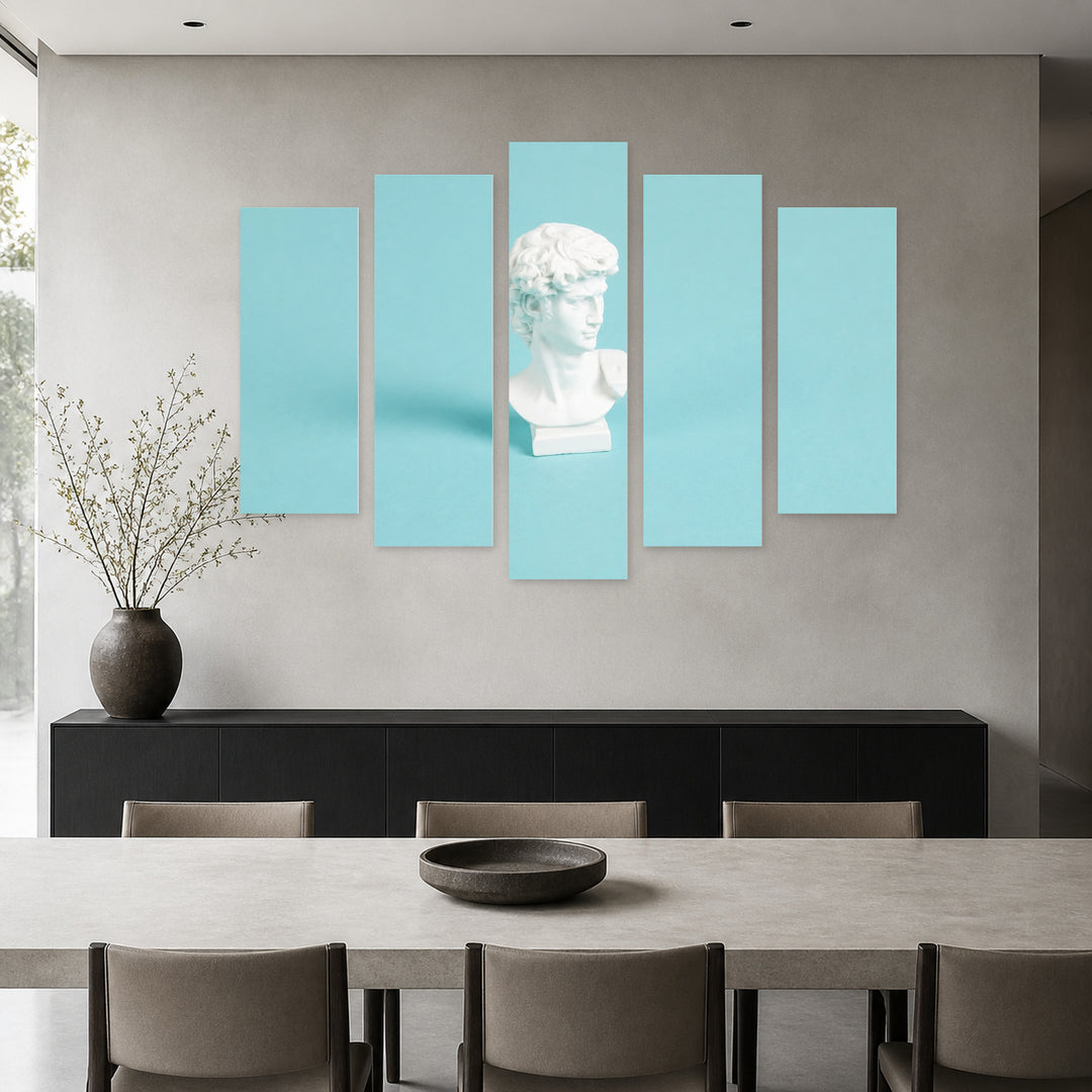 Bust of David in Serene Light — five-panel wall art in frontal interior | 5wallart 55164 M3