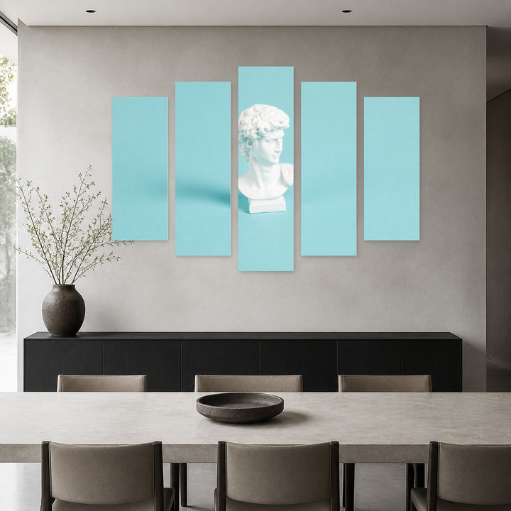 Bust of David in Serene Light — five-panel wall art in frontal interior | 5wallart 55164 M3