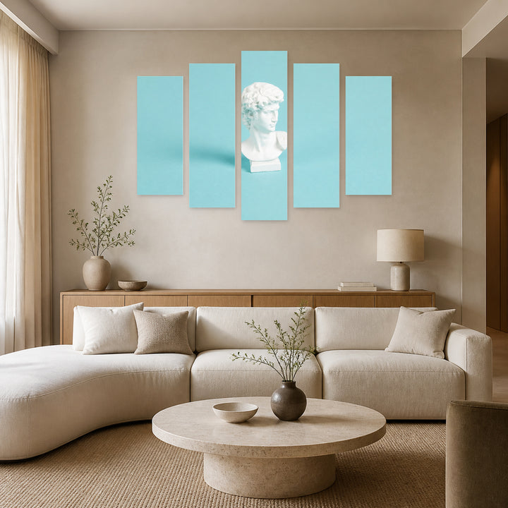 Bust of David in Serene Light — five-panel wall art in alternate frontal interior | 5wallart 55164 M4