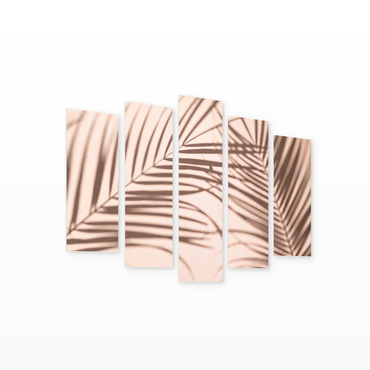 Exotic Art Concept with Geometric Rhythm — five-panel wall art on white background in perspective | 5wallart 55168 M1