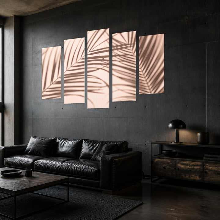 Exotic Art Concept with Geometric Rhythm — five-panel wall art in perspective interior | 5wallart 55168 M2