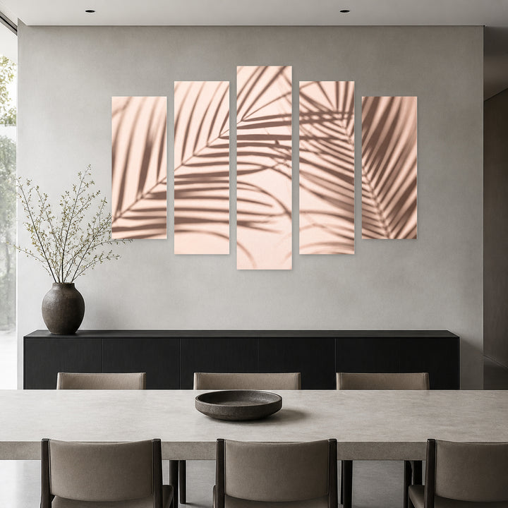 Exotic Art Concept with Geometric Rhythm — five-panel wall art in frontal interior | 5wallart 55168 M3