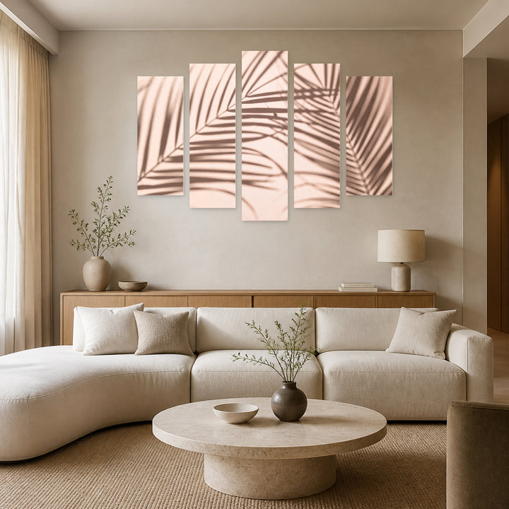 Exotic Art Concept with Geometric Rhythm — five-panel wall art in alternate frontal interior | 5wallart 55168 M4