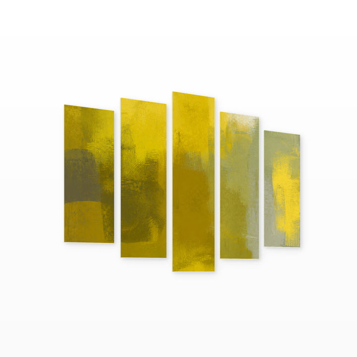 Abstract Painting with Geometric Rhythm — five-panel wall art on white background in perspective | 5wallart 55171 M1