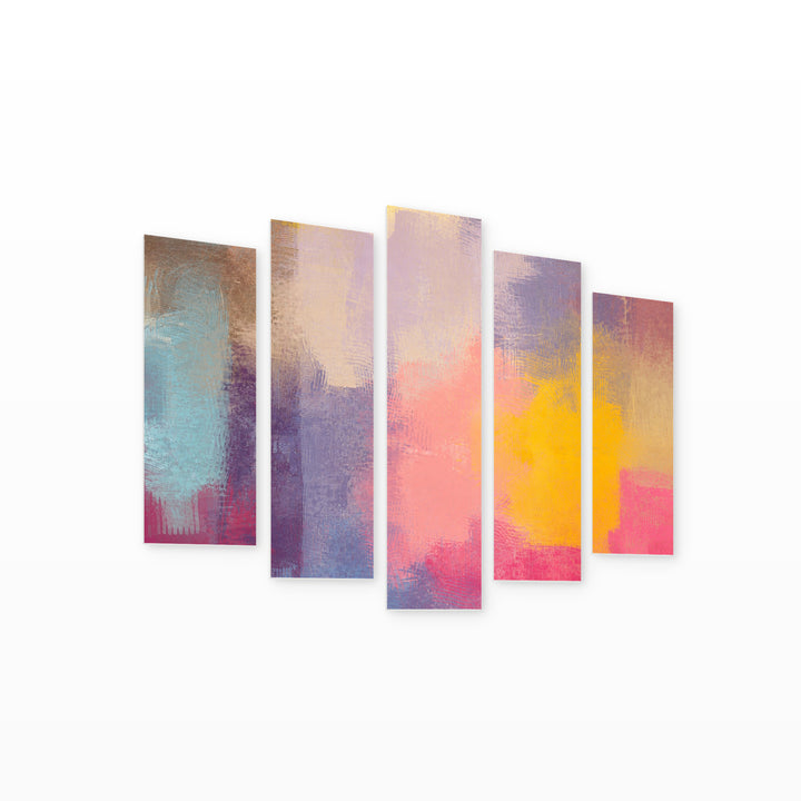 Abstract Grunge Background with Geometric Rhythm — five-panel wall art on white background in perspective | 5wallart 55173 M1