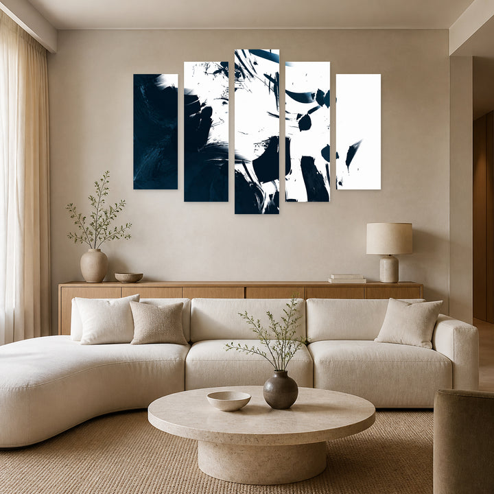 Creative Illustration in Vivid Color — five-panel wall art in frontal interior | 5wallart 55179 M3