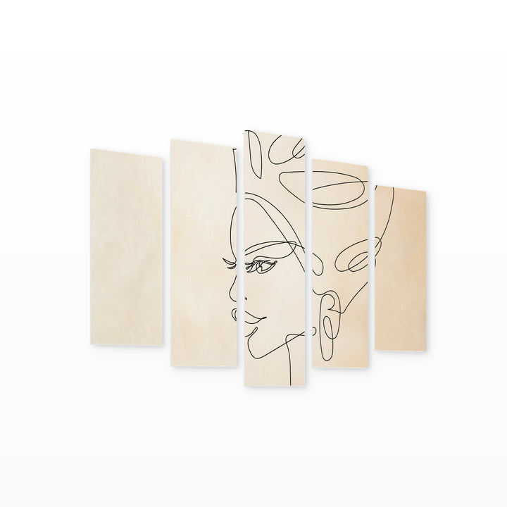 African Girl in Serene Light — five-panel wall art on white background in perspective | 5wallart 55200 M1