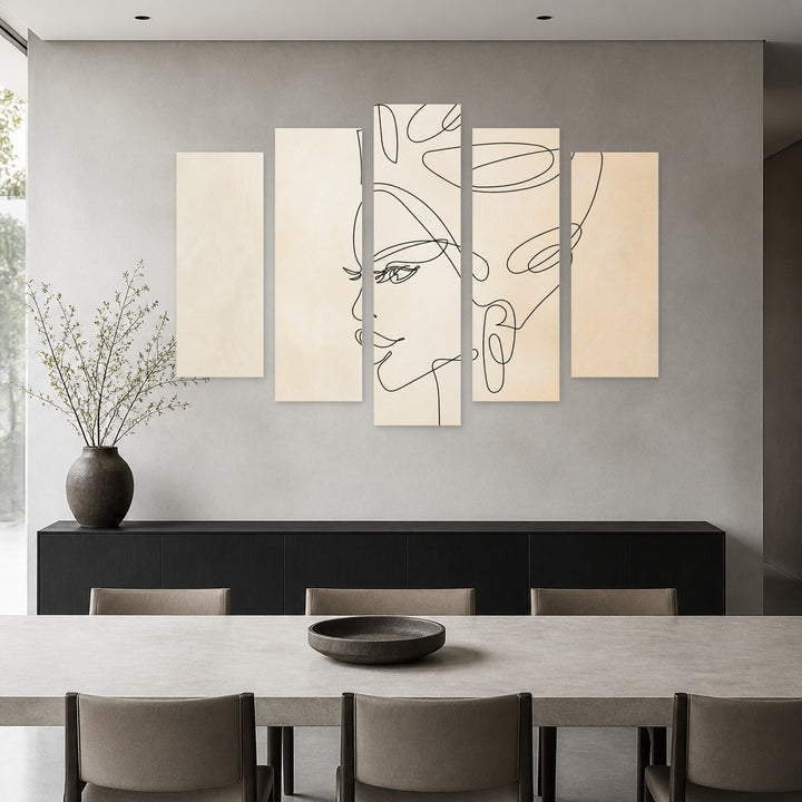 African Girl in Serene Light — five-panel wall art in frontal interior | 5wallart 55200 M3