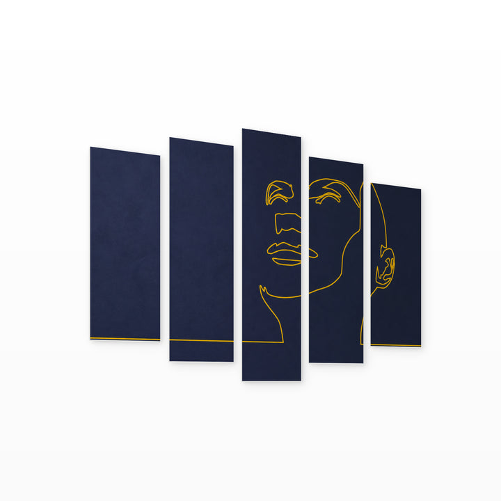 Silhouette of a Female Head Modern Composition — five-panel wall art on white background in perspective | 5wallart 55201 M1